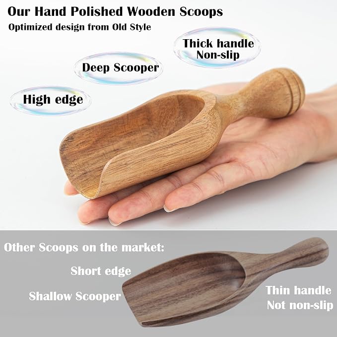 Big Coffee Scoops Shovel, Large Ground Coffee Scoop 2PCS Large Wooden Scoops - Image 6