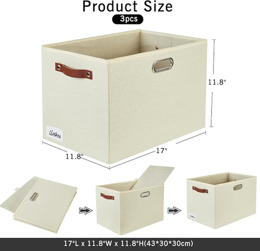 3-Pack Foldable Fabric Storage Bins - Image 2