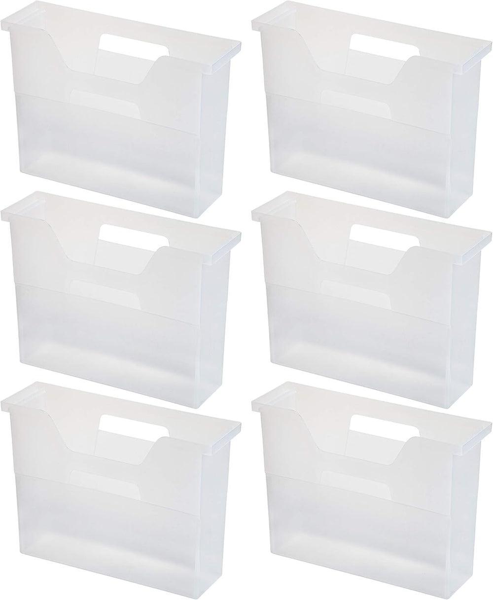 IRIS USA 6-Pack Small Desktop File Box with Open Lid, Clear