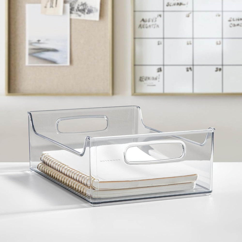 iDesign Stackable Clear Plastic Storage Bin, 4-Pack