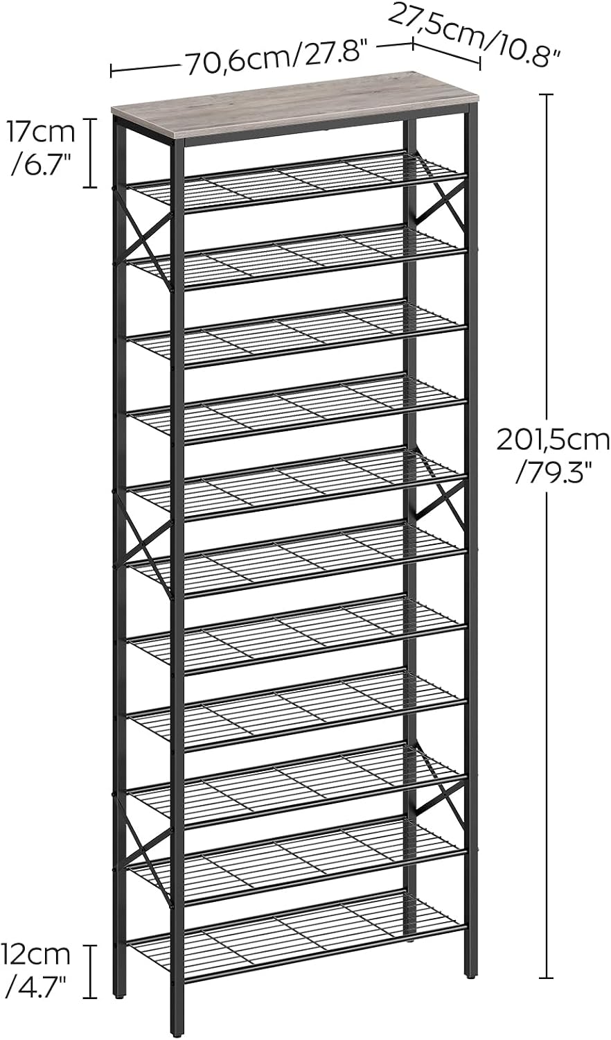 YATINEY 12 Tier Shoe Rack, Large Capacity Shoe Storage Organizer Holds 48 Pai...