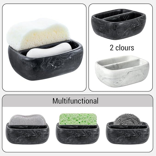 MyGift Modern Black Resin Double Sponge Holder - Image 2