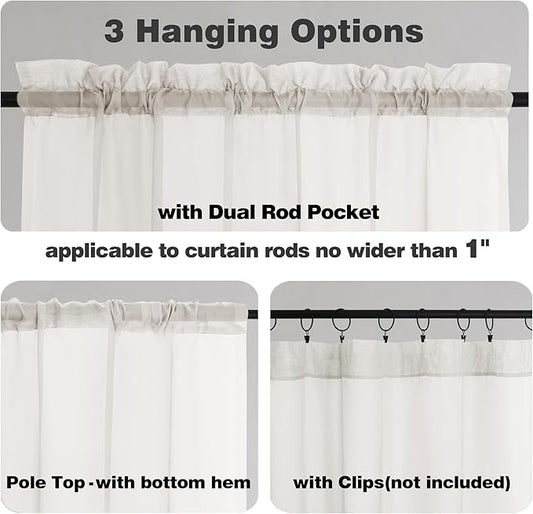 Chyhomenyc Sheer Curtains 72 Inch Length 2 Panels, Short Window Curtain Drapes - Image 2