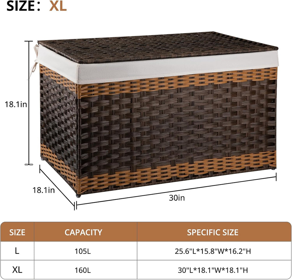 OIAHOMY Storage Basket with Lid, 42.3 Gallon (160L) Blanket Basket with Remov...