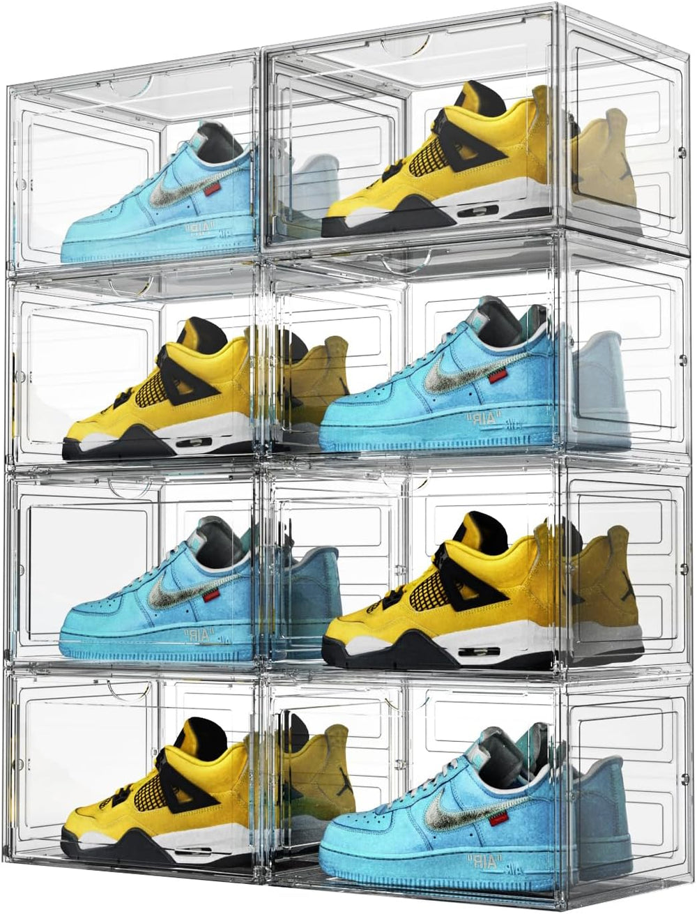 XL Shoe Storage Box,8 Pack Drop Side Shoe Boxes Clear Plastic Stackable,Sneak...