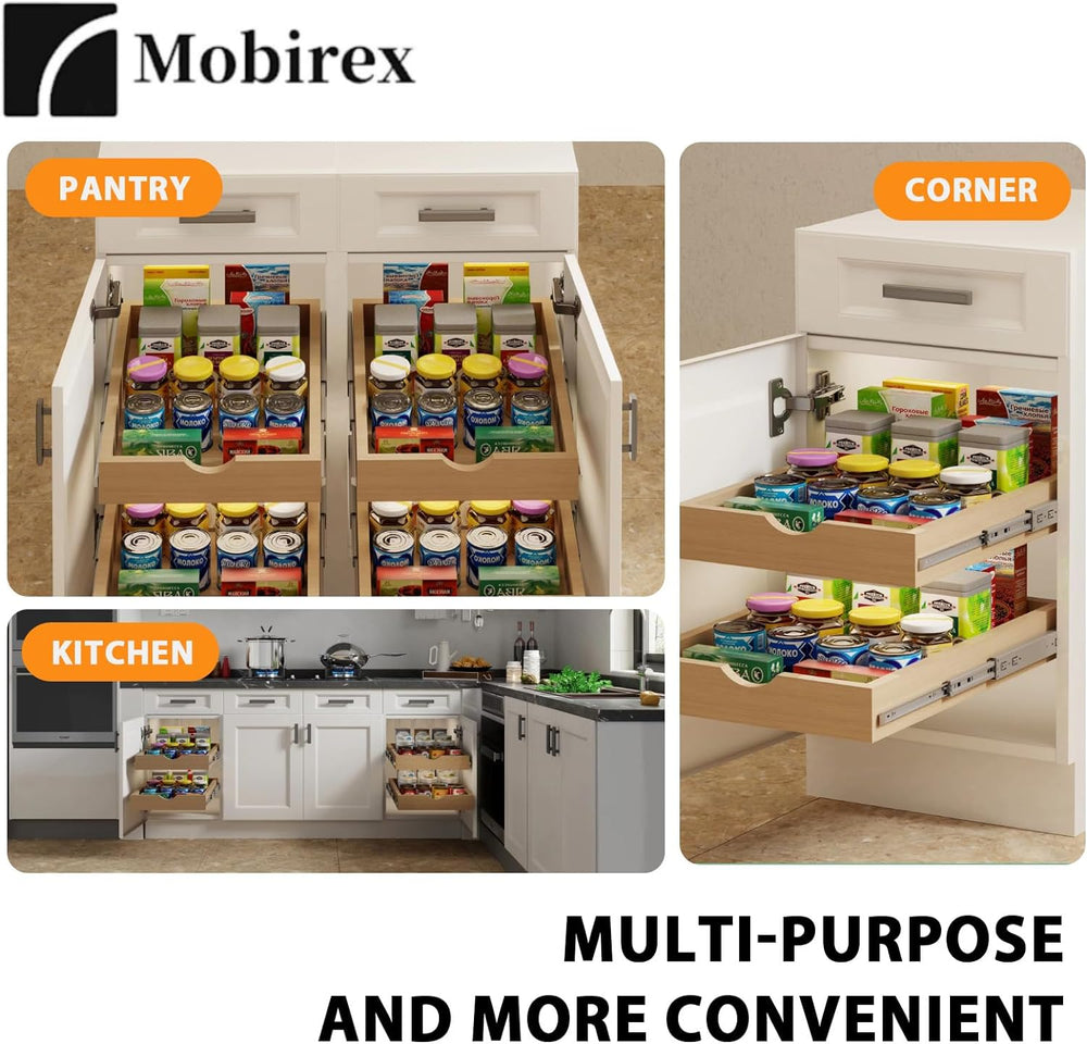 Pull Out Drawers for Cabinet Wood 30" W x 22" D Slide Out Organizer