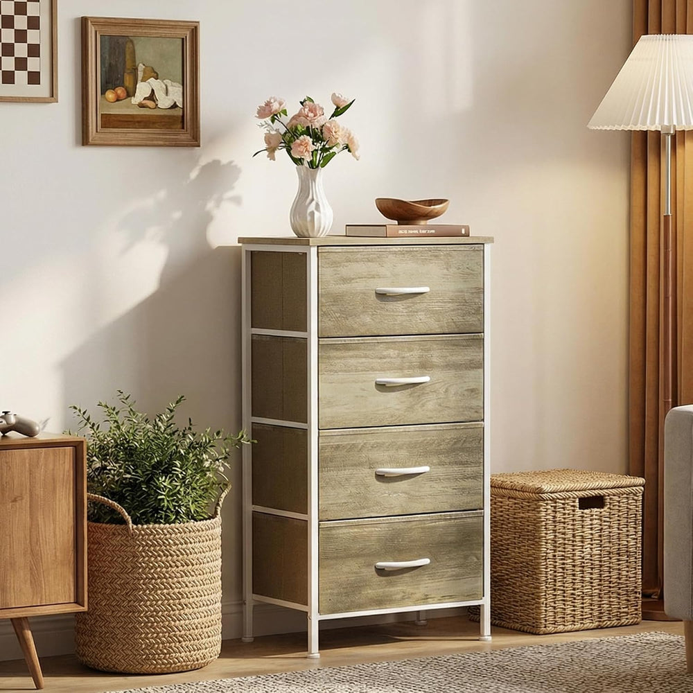 Sweetcrispy Dresser for Bedroom, 4 Drawer Storage Cabinet, Tall Nightstand