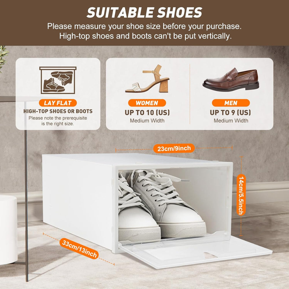 Large Shoe Storage Boxes, 20 Pack Clear Plastic Space Shoe Organizer, Saving ...