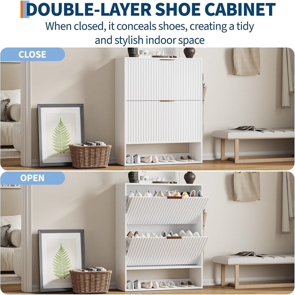 Takywep Shoe Cabinet for Entryway, Narrow Freestanding Shoe Cabinet Storage w...