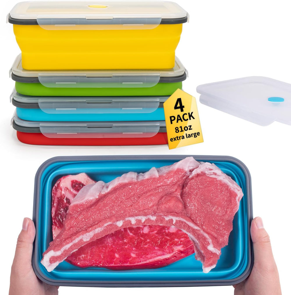Extra Large Collapsible Food Storage Containers with Lid & Air Vent, 81 o...