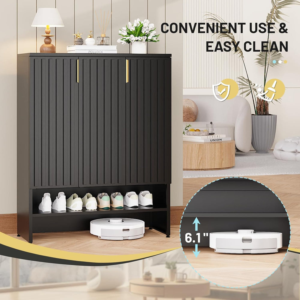 Eltean Metal Shoe Cabinet with Doors,47''Tall 6-Tier Shoe Storage Cab...