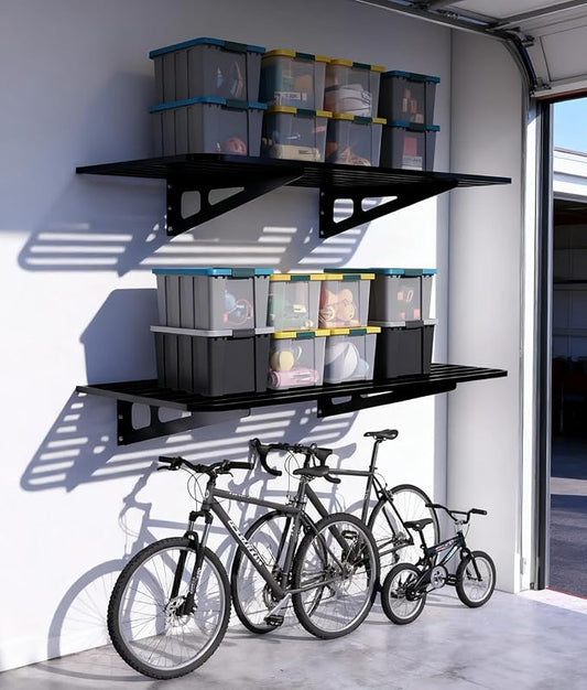 2-Pack 2x4ft Garage Wall Shelving, 2 Shelf Total 8 ft Garage Wall Storage - Image 2