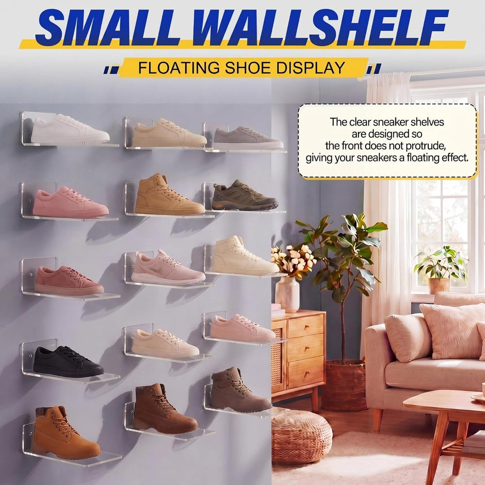 Treela 30 Pack Floating Shoe Display Shelf for Closet Acrylic Clear Shoe Wall...