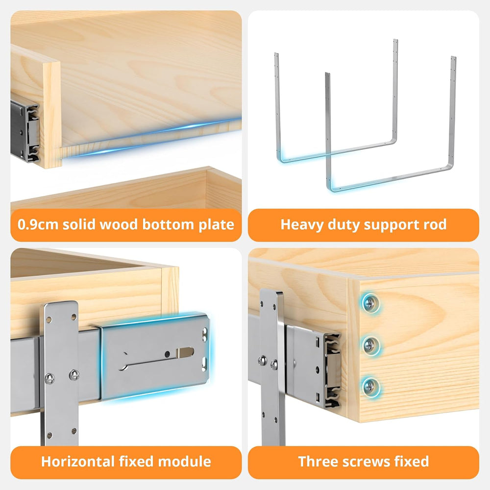 21" Deep 2-Tier Pull Out Cabinet Organizer - Wood Pull Out Drawers