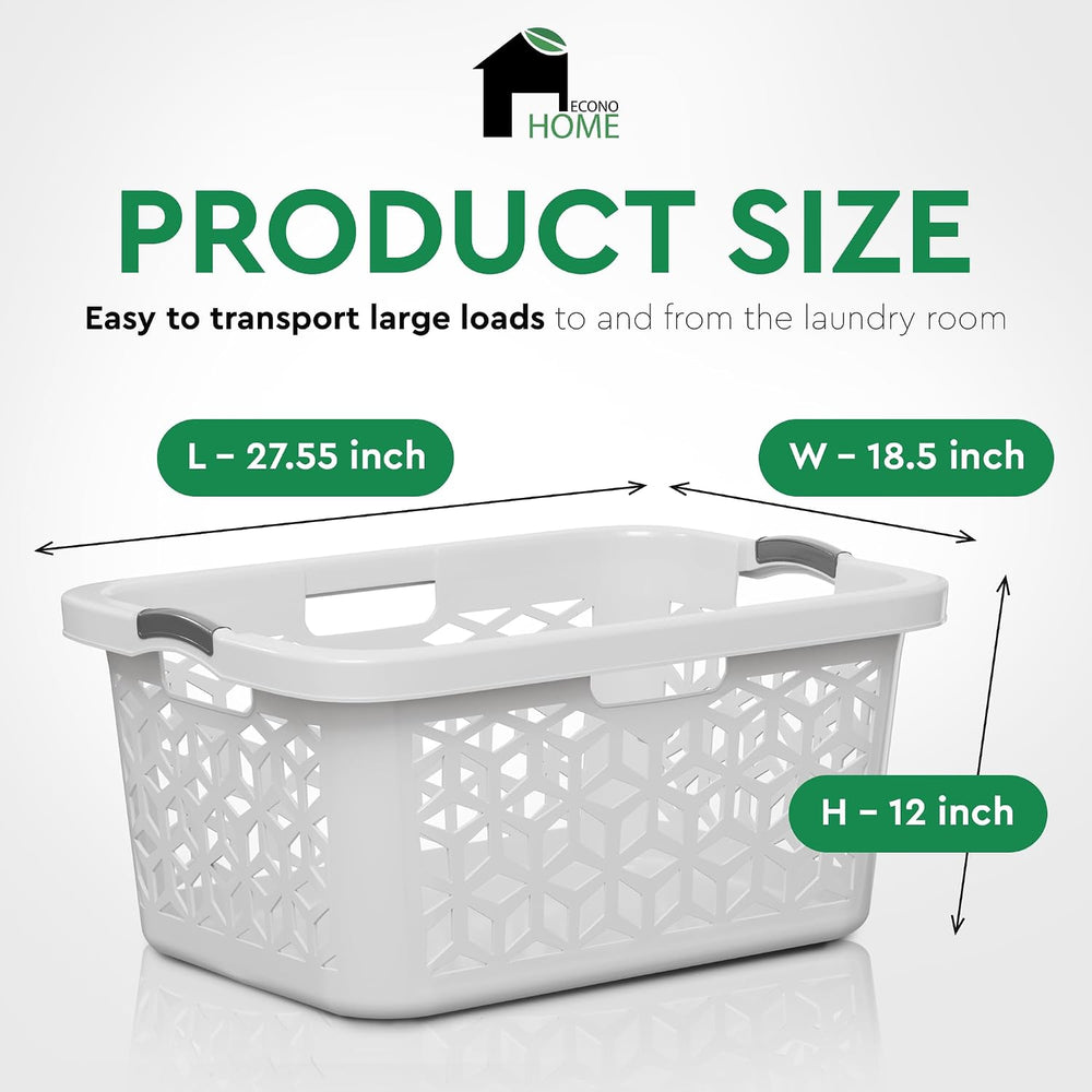 EconoHome Laundry Basket - Large 2 Bushel Laundry Basket with Handles - Stack...