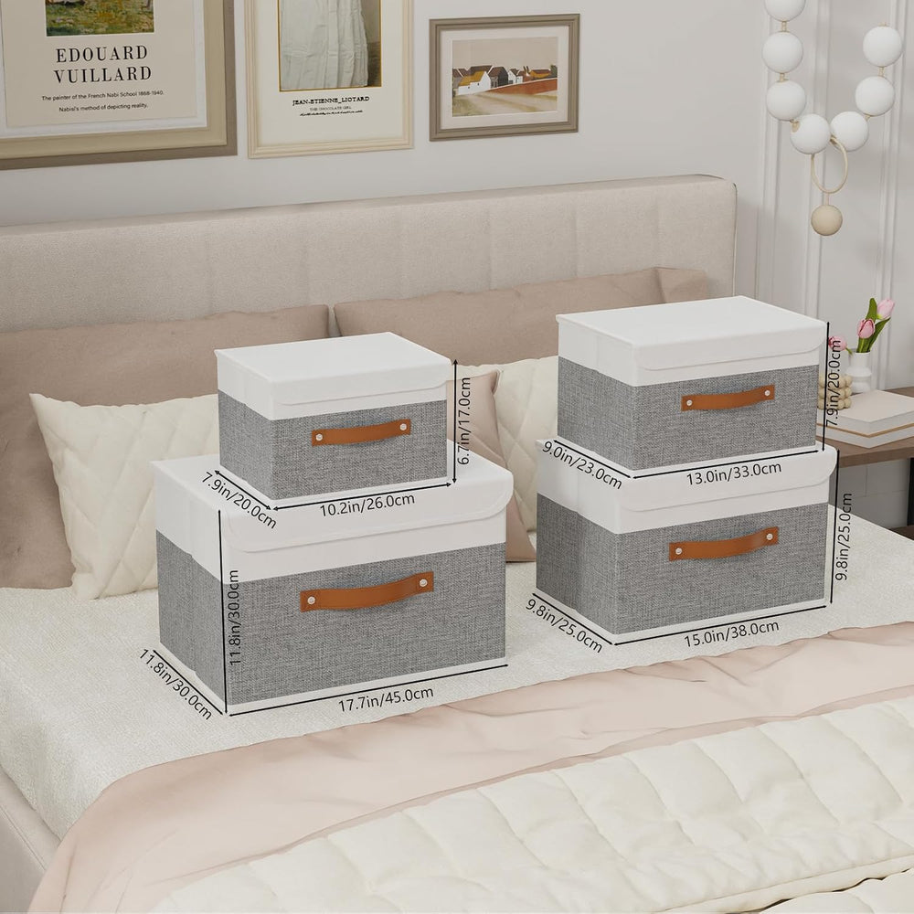 Yawinhe Collapsible Storage Boxes,White/Grey,10.2x7.9x6.7in,5-Pack