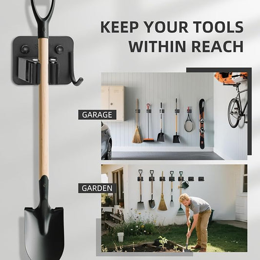 Broom Holder Wall Mount with Screws Broom and Mop Organizer Wall Hanging - Image 2