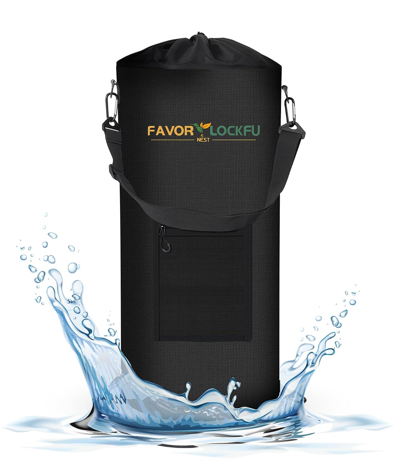 Boat Trash Can, Reusable Waterproof & Wind Resistant Hanging Garbage Container Bag for Boat, Marine, Fishing, RV & Camping Accessories (Black)
