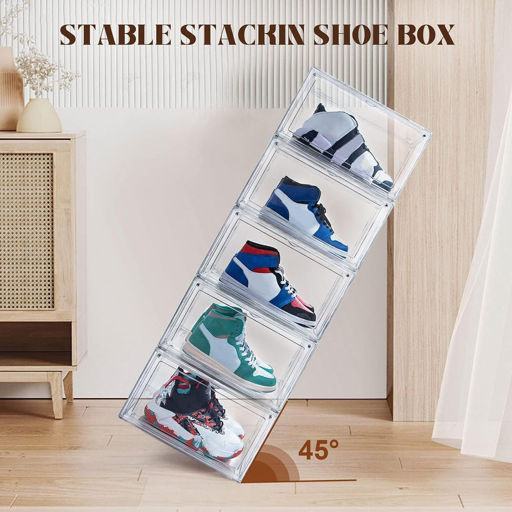12 Pack Shoe Boxes,Acrylic Shoe Display Box,Stackable clear shoe box,Clear Pl...