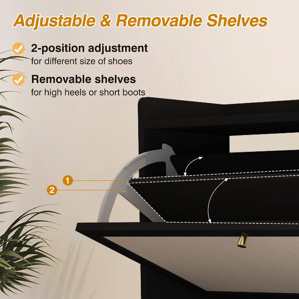 AVZEAR Shoe Cabinet, Shoe Cabinet Freestanding Tipping Bucket Shoe Rack Organ...