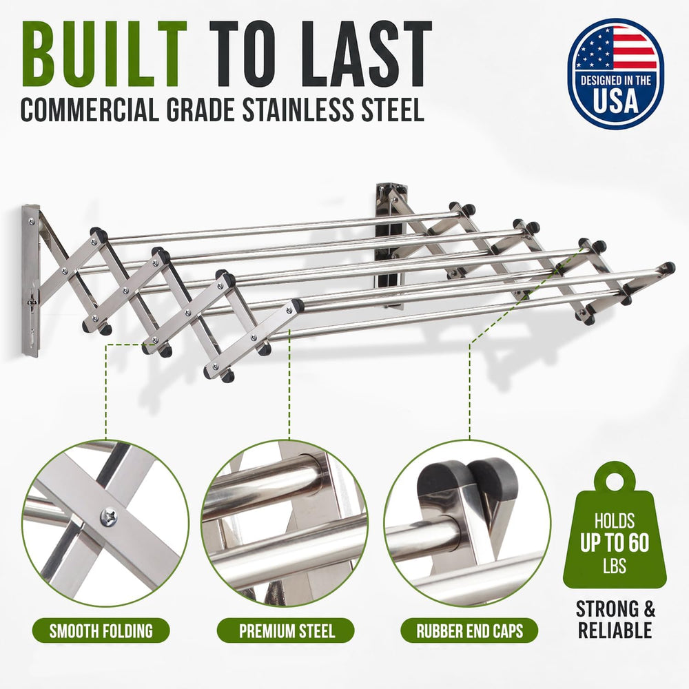 Smartsome Wall Mounted Clothes Drying Rack | Adjustable to Fit Your Space | 2...