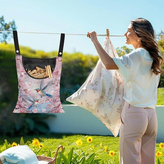 2 Pcs Pin Bag, Hummingbird Print Clothes Pin Hanging Bag Clothespin Storage - Image 2