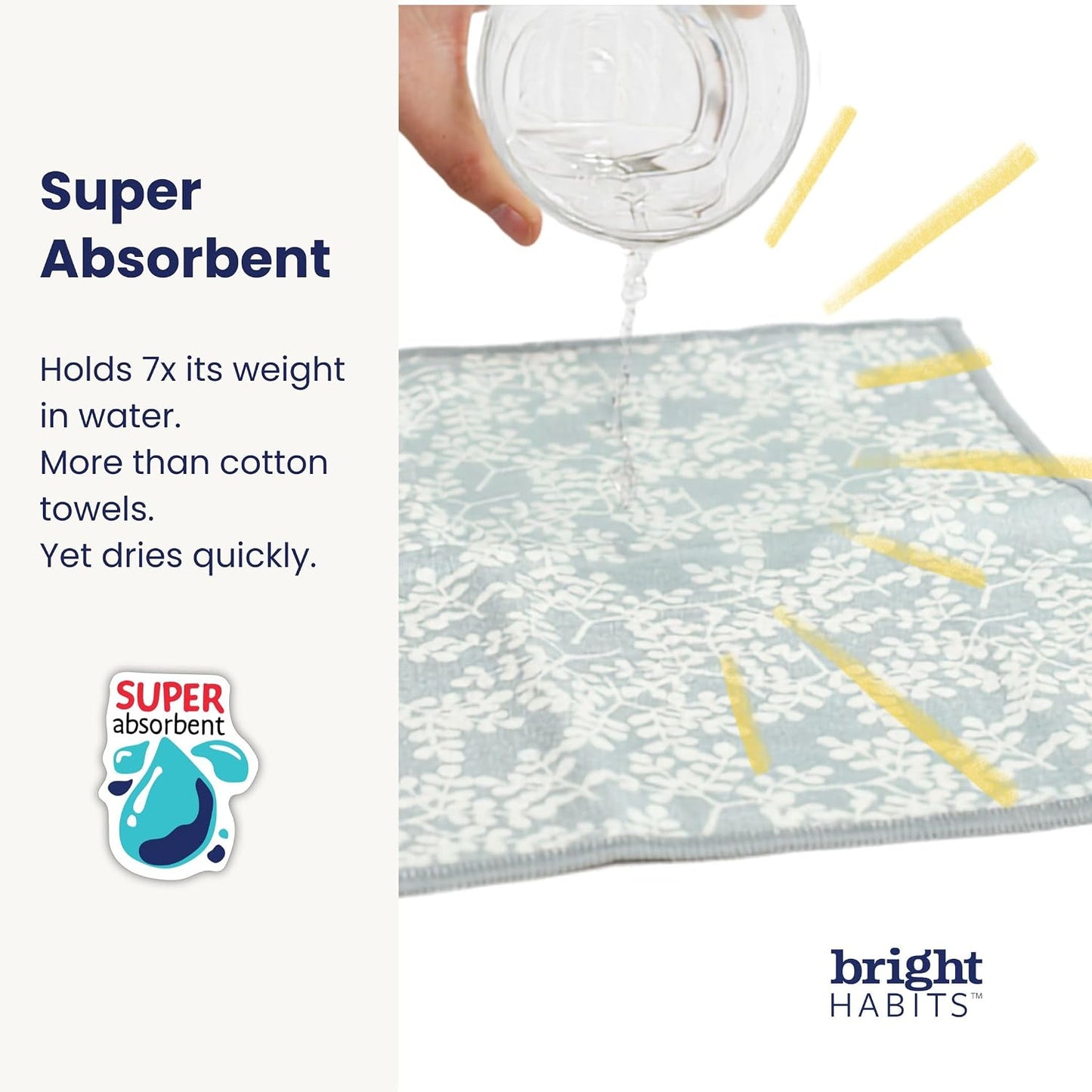 Super Absorbent Quick Dry Counter Cleaners - Made from Recycled Materials, Durable Eco Friendly for Kitchen Counter in Laurel Grey – Set of 9