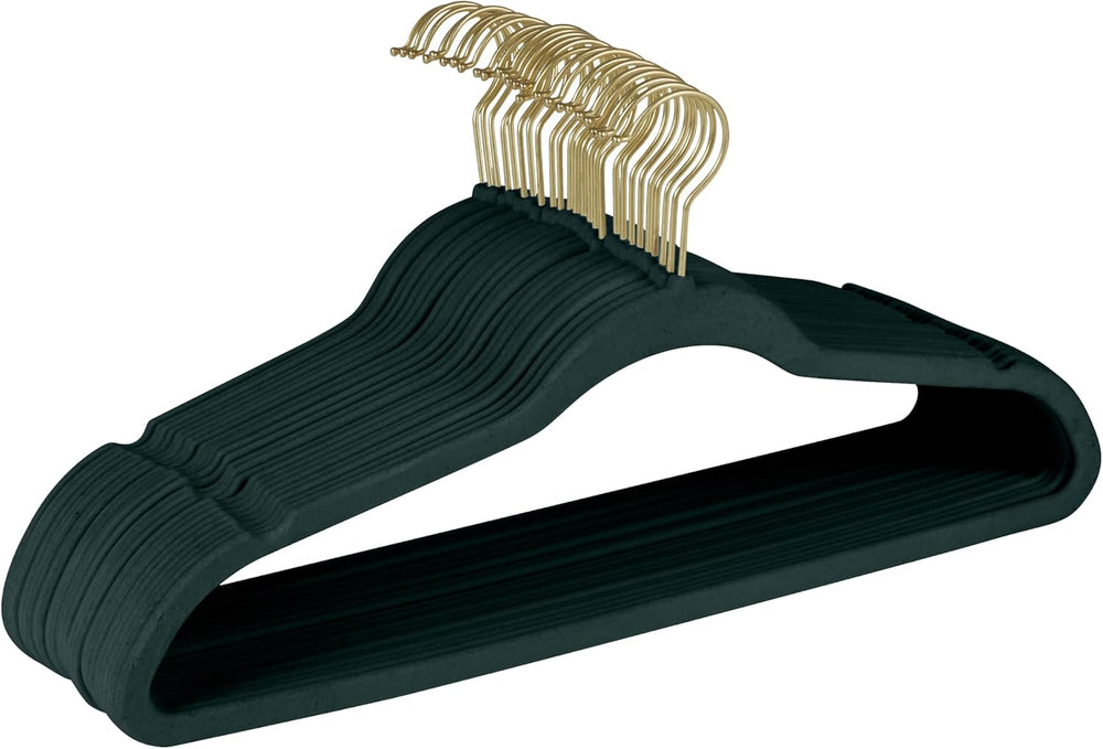 Simplify Slim Velvet Gold Hook Clothes Hangers | 100 Pack | Non-Slip| Closet ...