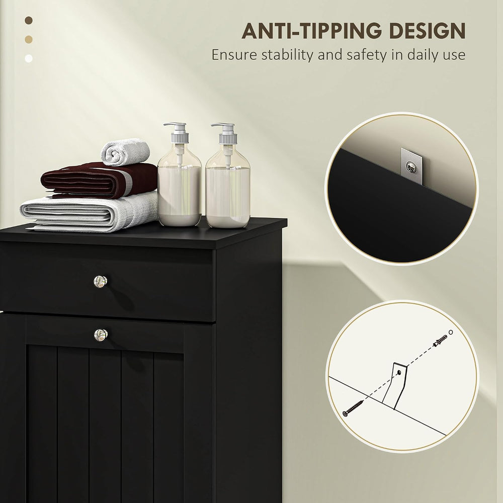 HOMCOM Laundry Cabinet with Removable Basket, Tilt Out Hamper, Black