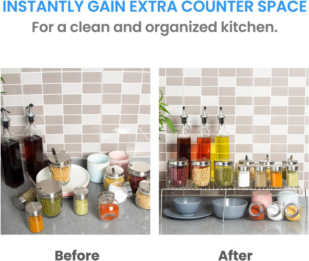 Tomorotec Spice Rack Cabinet Organizer, Expandable Steel, Kitchen, Silver
