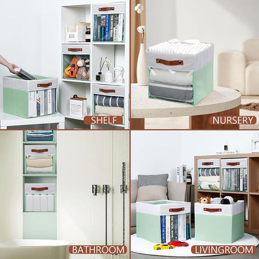 HNZIGE Clear Storage Cubes Bins 11 x 11, Fabric Storage Cube Bins - Image 2