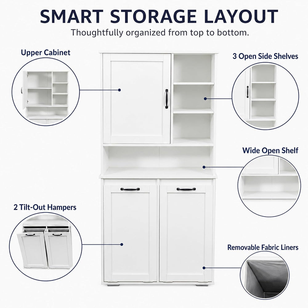 Bathroom Storage Cabinet with 2 Tilt-Out Bins, Freestanding