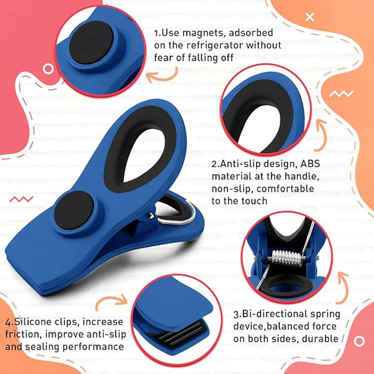 12 Pack Chip Clips, Colorful Magnetic Clip, Plastic Bag Clips - Image 2