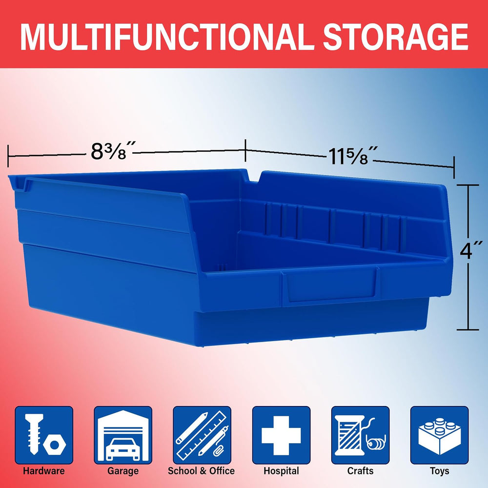 Akro-Mils 30150 Heavy Duty Plastic Shelf Bins, 12"x 8"x 4", Cl...