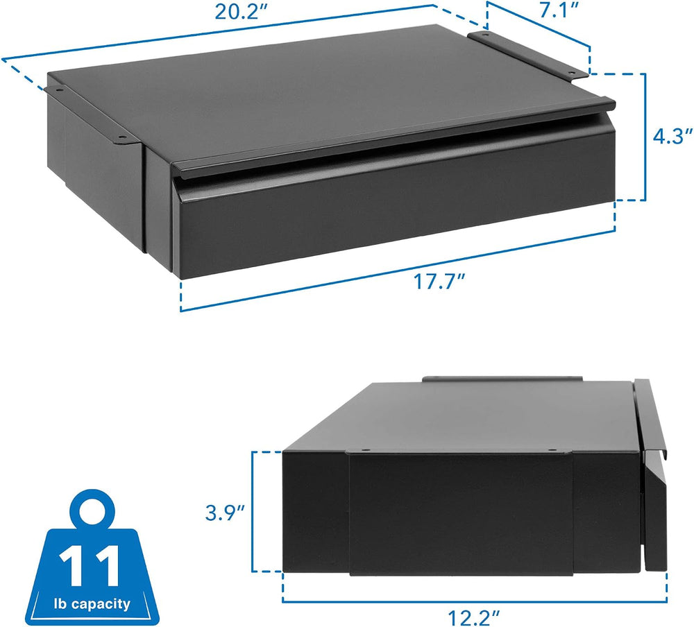 Mount-It! Under Desk Pull-Out Drawer, Heavy-Duty Steel Under Table Slide-Out ...