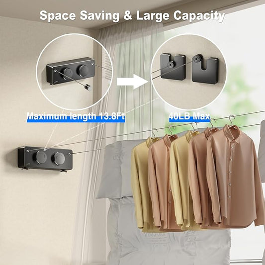 Retractable Twin Clothesline Indoor, Non-Sagging Outdoor Clothes Line - Image 2