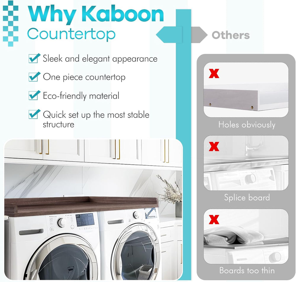 Kaboon Washer Dryer Countertop, Melamine Countertop with Edge Rails - 27.5&qu...