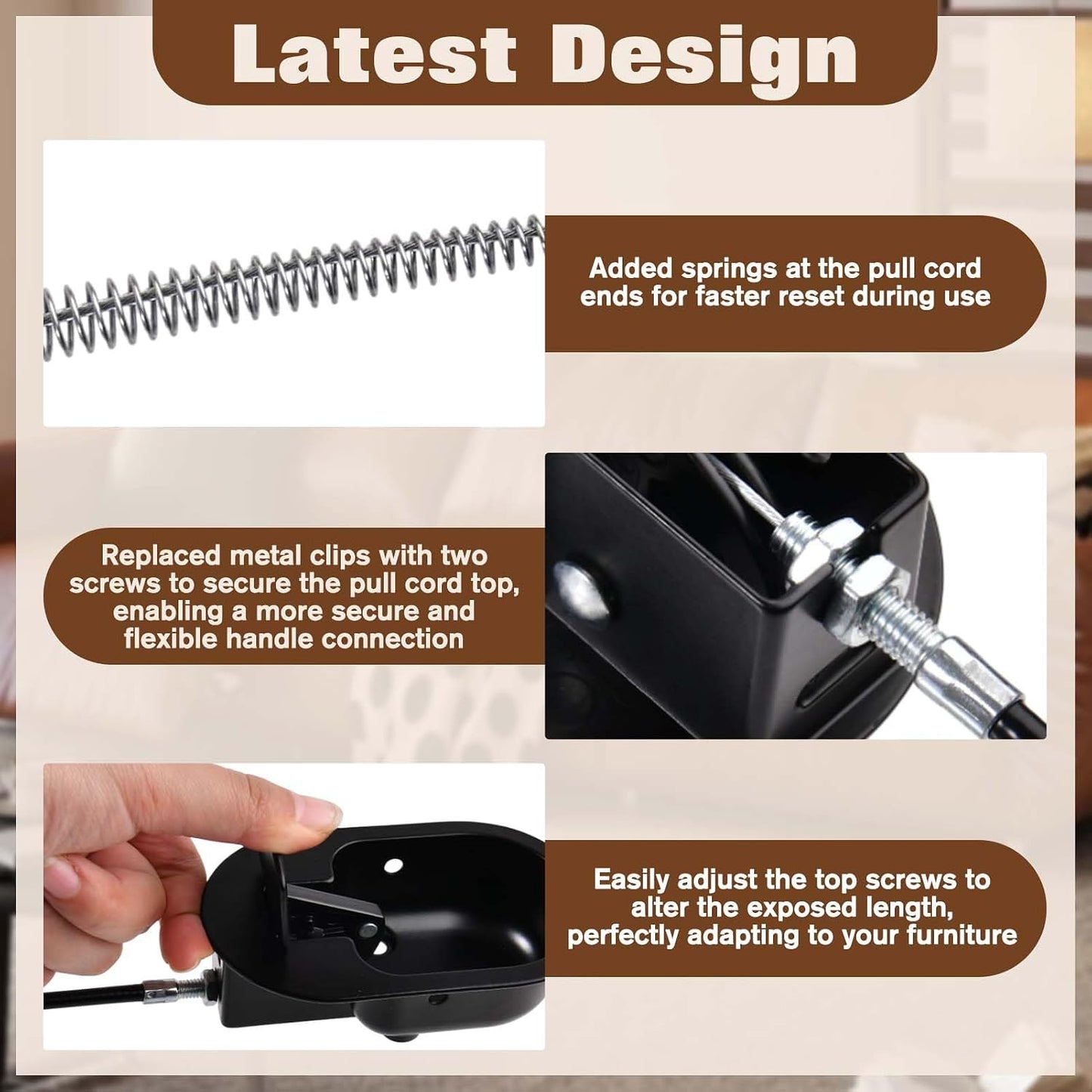 Metal Recliner Handle Replacement Parts with Cable Universal Recliner Sofa Chair Couch Release Lever Pull Handle Metal Couch Latch Release Pull Replacement Parts Fits Major Brands