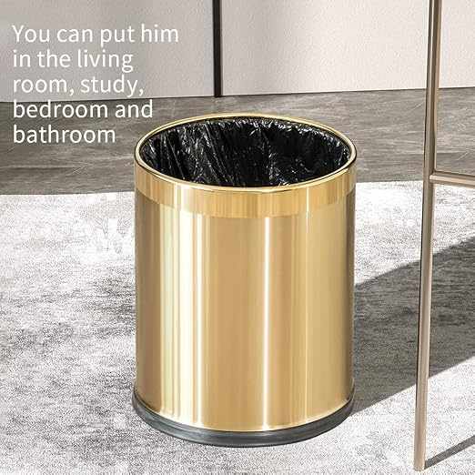 2.6Gallon/10L Brass Gold Bathroom Trash Can - Image 2
