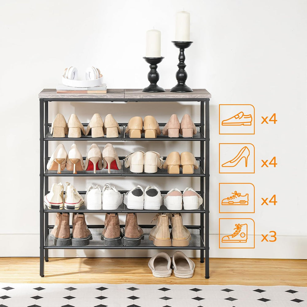 HOOBRO Shoe Rack for Entryway, 5-Tier Shoe Organizer with Adjustable Mesh She...