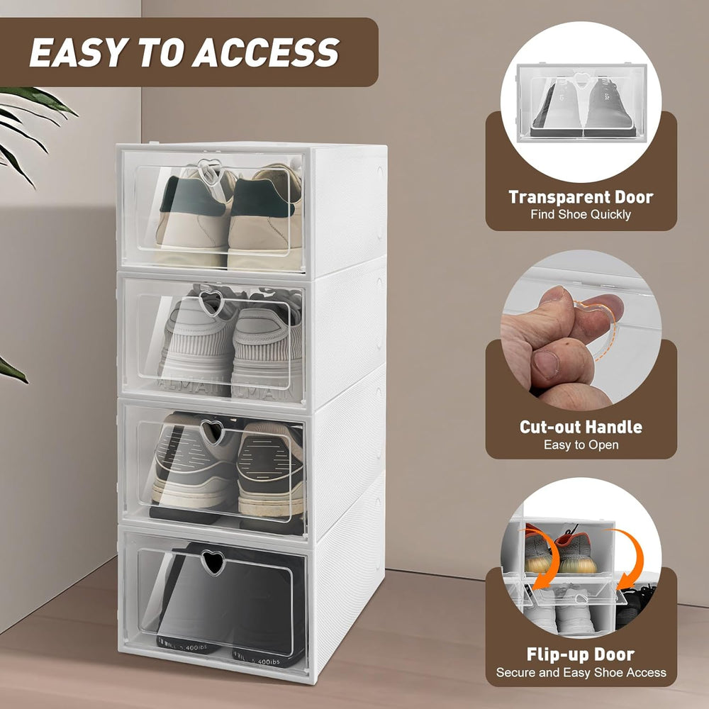 Large Shoe Storage Boxes, 20 Pack Clear Plastic Space Shoe Organizer, Saving ...