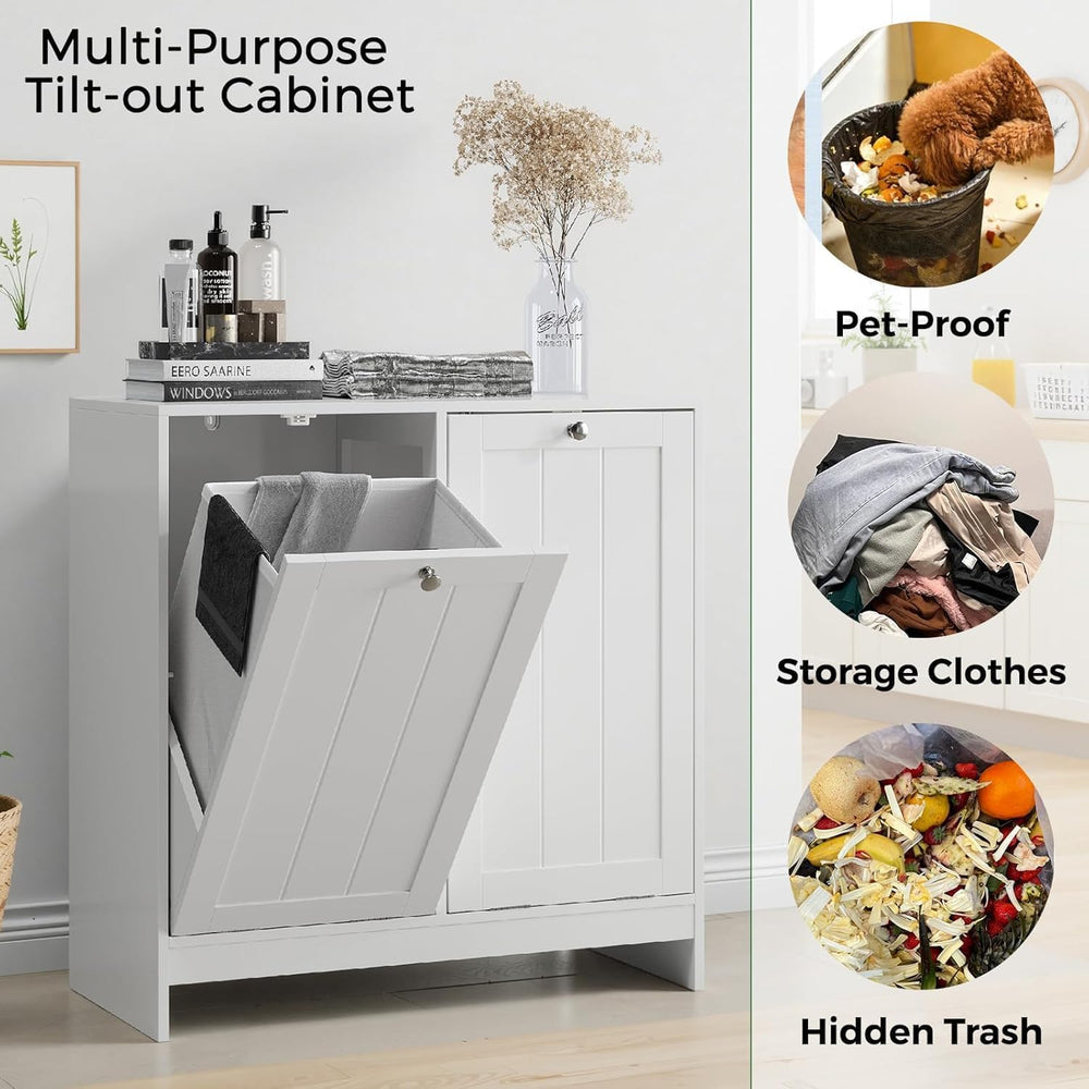 Laundry Hamper Cabinet Double Tilt Out Laundry Hamper 11.8 Gallon Hidden Laun...