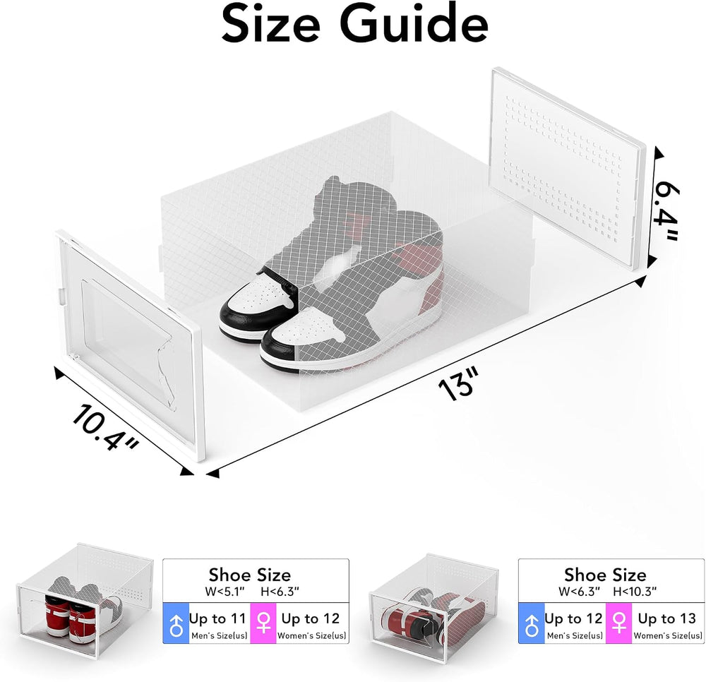 Foluck X-Large Shoe Storage Box, 15 Pack Clear Plastic Stackable Shoe Organiz...