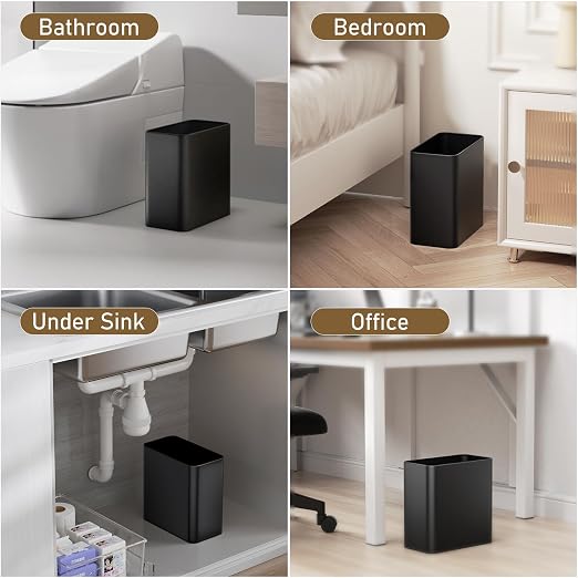 Small Bathroom Trash Can 2.4 Gallon Wastebasket, Slim Metal Garbage Can Matte - Image 7