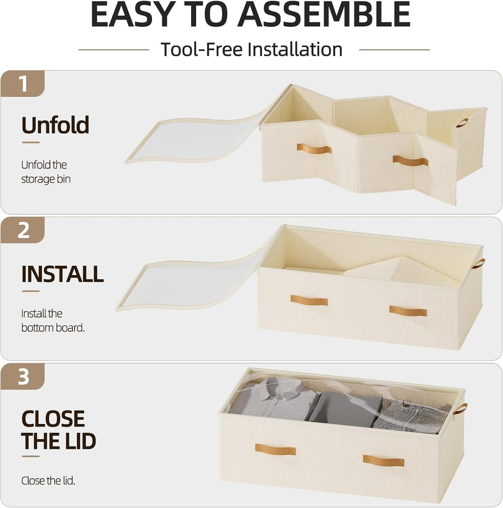 10inch 3 Pack Under Bed Storage Containers, 10 Inch Tall Underbed Clothes Sto...