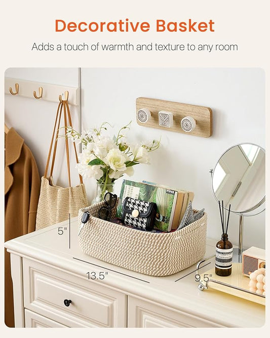 Small Woven Basket, 13.5 x 9.5 x 5 Inches, Storage Basket - Image 2