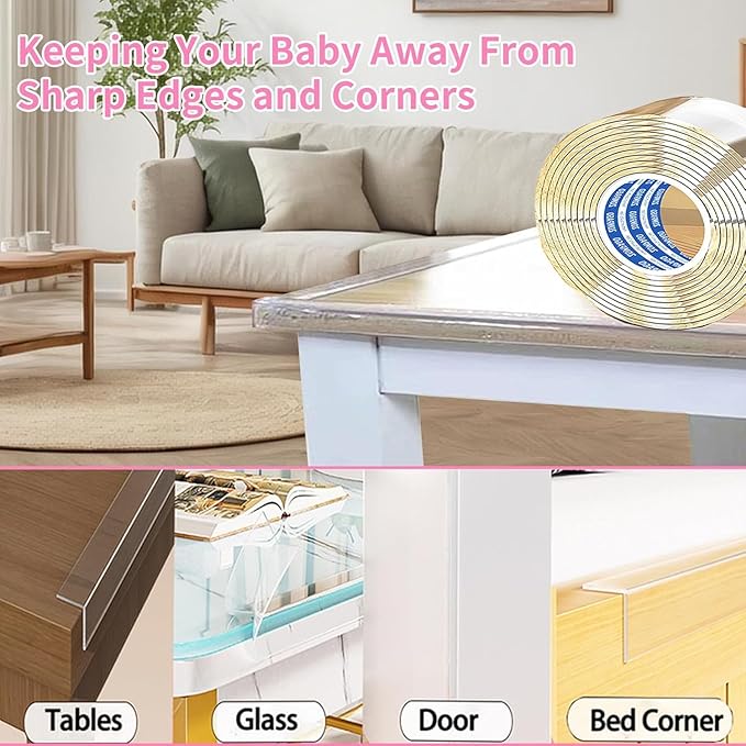 Clear Soft Corner Protectors for Furniture Strip, 2in x13FT, 2 Rolls, Sharp - Image 6