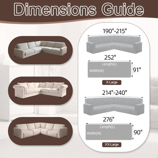 1OO% Waterproof Sectional Couch Covers for Dogs L Shaped Corner Sofa Cover Washable Chenille Sofa Slipcovers Blanket Modern Jacquard Pet Furniture Protector (91"x276", Boho Brown Cream)