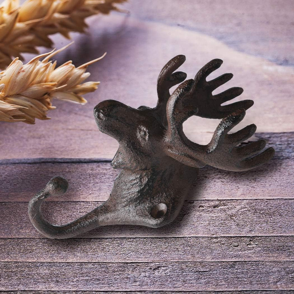 BRASSTAR 3PCS Cast Iron Deer Head Antlers Wall Hooks/Hanger