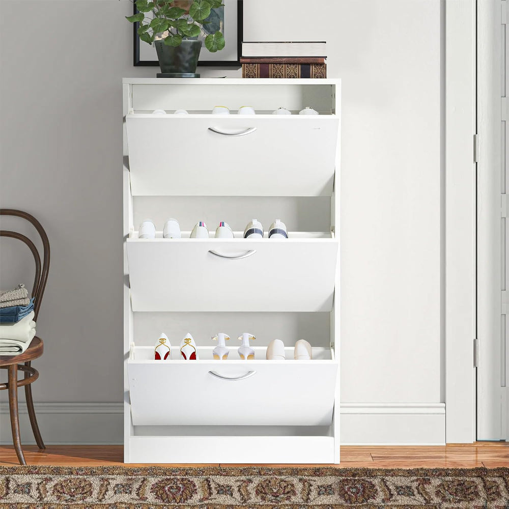 Simply-ME Shoe Cabinet with 3 Flip Drawers for Entryway,Narrow Shoe Cabinet O...